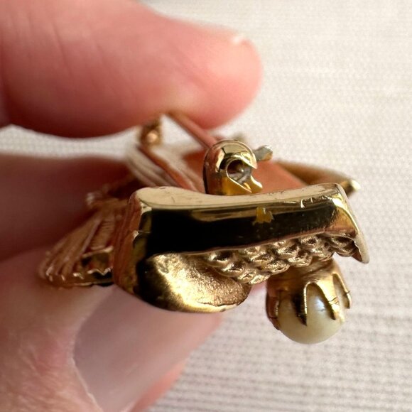 Vintage Marvella Gold Tone Heart Brooch With Faux Pearls 2" X 1" - Picture 10 of 10